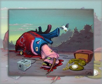 Tattoos - Scotty Munster Snail Junkyard Acrylic Painting - 44819